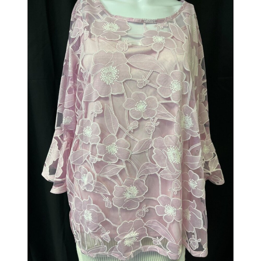 NY Collection Women's Pink Shirt/Blouse Size 1X SKU 4536